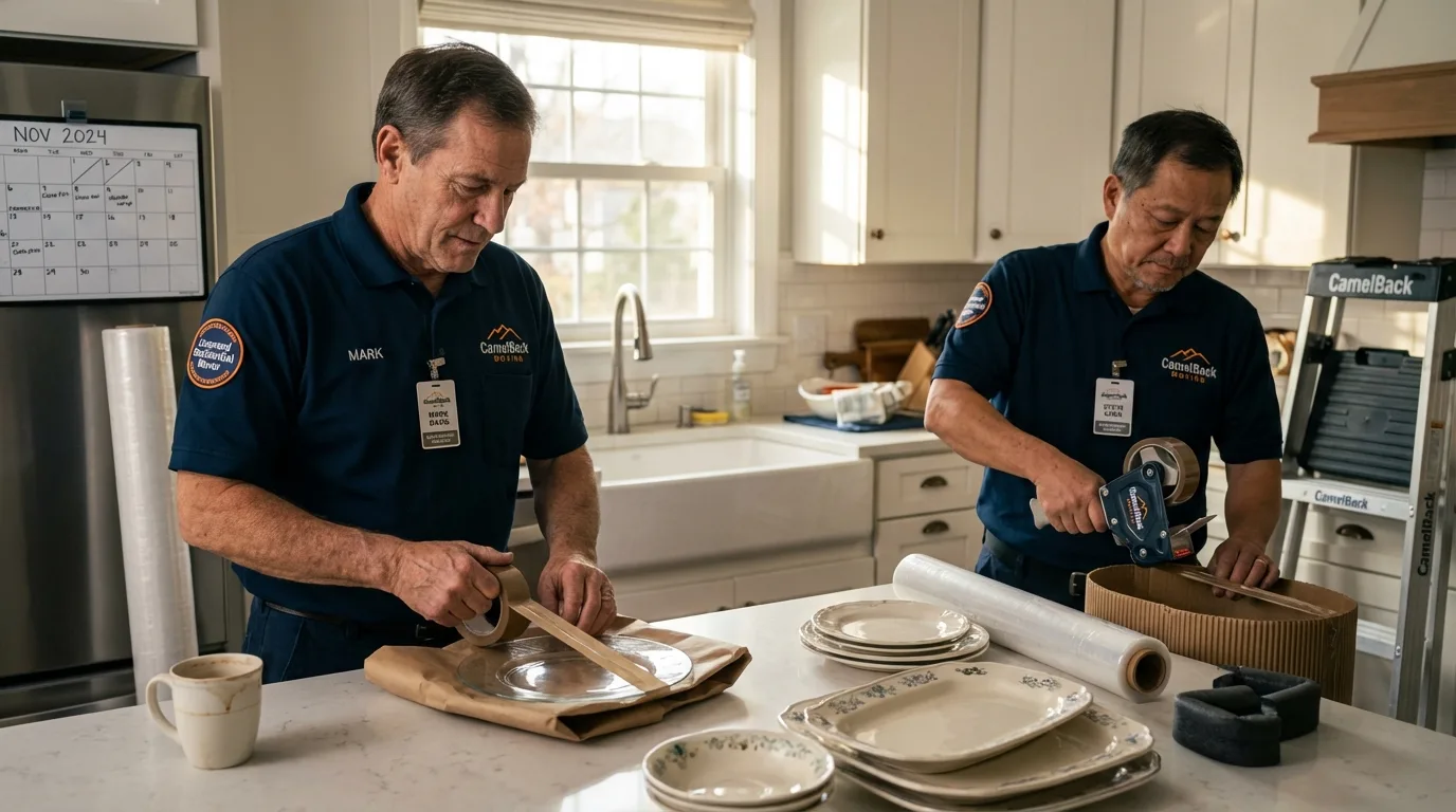 Professional crew packing kitchen dishware in Mount Olivet, KY